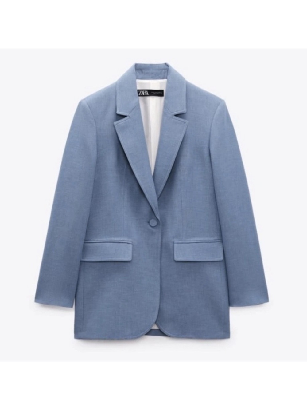 ZARA Set: Single Button Blazer & Tapered Trousers in Pale Blue - M/L - Picture 3 of 16